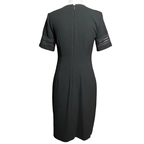 Karl Lagerfeld Black Sheath Dress with Leather Embroidery Size 4 - Picture 5 of 11